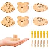 Patères enfants 6 pièces : le kit de crochets en bois RUNEAY contient 3 formes mignonnes (croissant, pain, ours), 2 crochets pour chaque style, 6 ventouses autocollantes avec vis, 6 jeux de vis d'expansion équipées. Les crochets multifonctions RUNEAY en bois peuvent répondre à vos différents besoins d'installation.