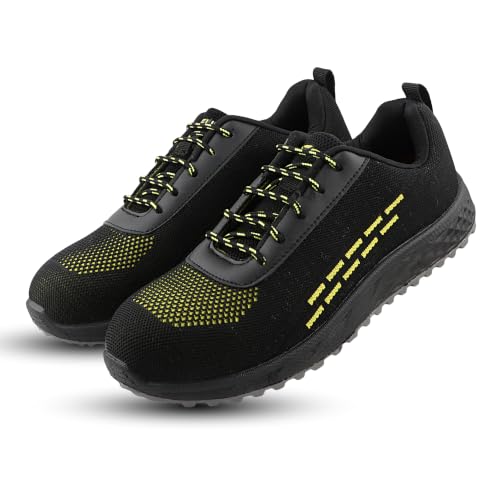 Image of FUEL Armour-1-DD Knitted Fabric Safety Shoes for Men Industrial PVC Double Density Sole, Steel Toe & Energy Absorption Shoe