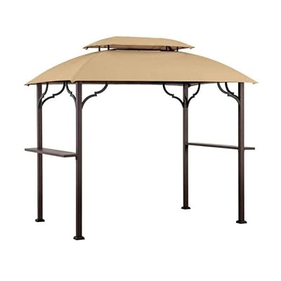 Garden Winds New Improved Custom Fit Replacement Canopy Top Cover Compatible with The Greenvail Paxton Grill Gazebo - Beige, Riplock 350 - Water Drainage Feature