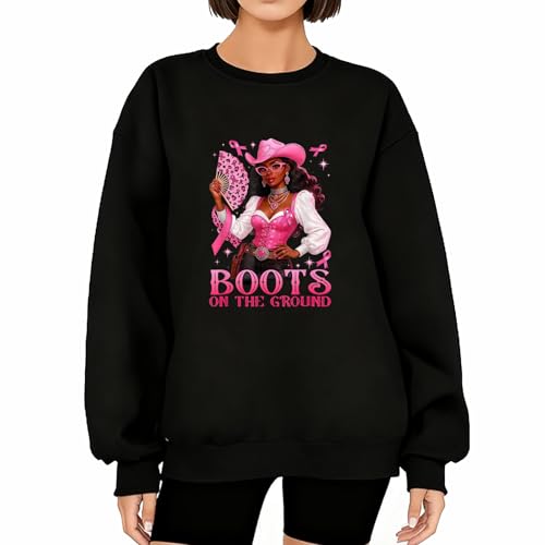 WMYQL Oversized Sweatshirt for Women Crewneck Boots on The Ground Print Long Sleeve Pullover Tops...