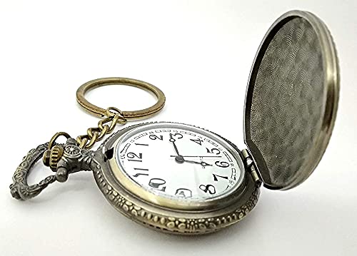 AUGEN Premium Pocket Watch Metal Keychain Chopper Bike Retro Vintage for Gifting With Key Ring Anti-Rust (Pack Of 1)