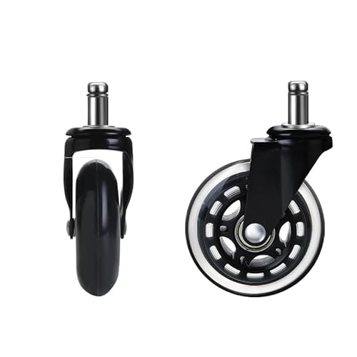 VCALDGFZ 5PCS 3" All Mute Wheel Office Chair Caster Replacement 60KG Swivel Rubber Soft Safe Rollers Furniture Hardware(Stem Diameter 10mm)