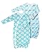 Cambria Baby 100% Organic Cotton Kimono Gowns, Easy Change with Built in Mitts (2 Pk Elephant and Waves, 3-6 Mo)