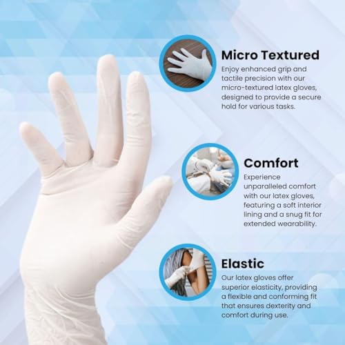 Image of QUAKER Latex Medical Examination Hand Gloves, White, Medium, 100 Piece (Medium)