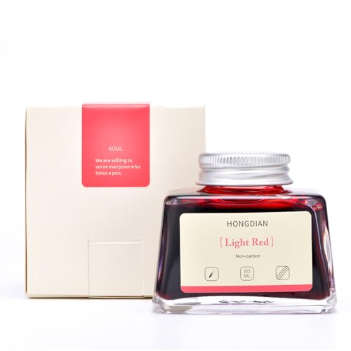 Image of Hongdian Fountain Pen Bottled Ink Light Red Color, 60ml Non Carbon Inkwell Bottle, Artist Calligraphy Ink