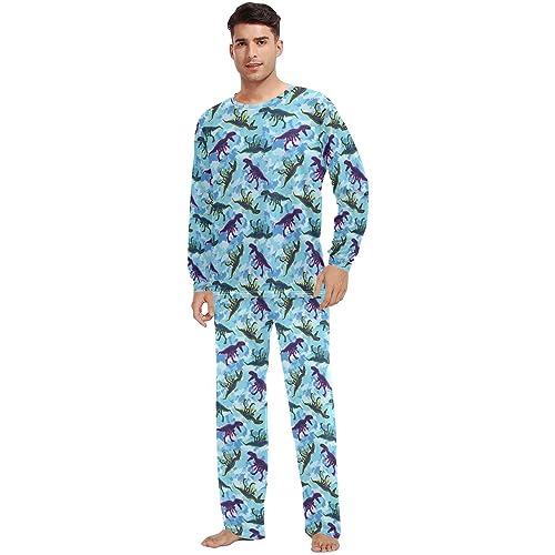 Unisex Pajama Set Dinosaur and Tie Dye Family Matching Long Sleeve 2 Piece Sleep Lounge Set for Men & Women2