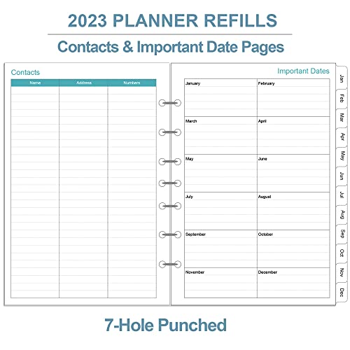 Zgmj 2023 Monthly Planner Refill, Runs From January 2023 To December 2023, Two Pages Refill Planner With Tabs , 7 Hole Refill Planner With Tabs, 5.8'' X 8.3'', Ocean #TOP4