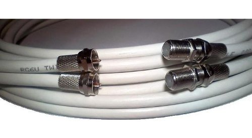 RosenetSys White Satellite Extension Cable, Twin Coaxial, UK Digital 4K Ultra HD - suitable for Sky Q, Sky HD and Sky+ and Freesat (2m)