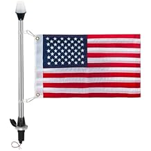 Pactrade Marine Navigation Lights for Boats LED - 24-Inch White LED Stern Light/LED Anchor Light with Removable Flat-Top Base and American Flag 12x18 Inches 193 LM, 2 NM | Boat Navigation Lights