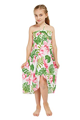 Matching Hawaiian Luau Mother Daughter Halter Dress in Wispy Cereus Black3