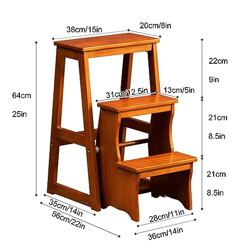 Taburete portátil y escalera plegable de madera para alcanzar estantes altos 8