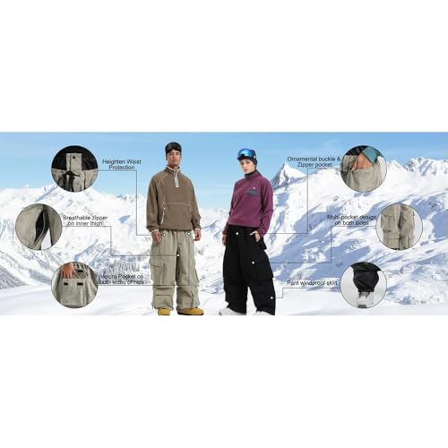 Pantalon de ski ample imperméable chaud et coupe-vent pour l'hiver - 6