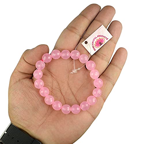 Image of Reiki Crystal Products Certified Natural Crystal Stone Diamond Cut /Faceted 10 mm Beads Bracelet for Men & Women | Reiki Charged Gemstone Jewellery | Multiple Stone Variants Available