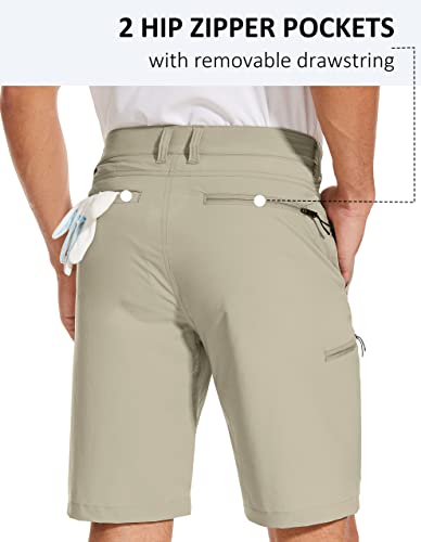 Stretch Hiking Shorts Mens Golf Casual Outdoor Dress Chino Lightweight Hybrid Travel Flat Front 10 Inch Short Khaki 36 #TOP3