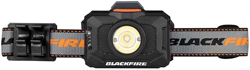 Blackfire Klein Outdoors Faro LED recargable de 2 colores BBM6414, 800 lúmenes, correa de tela ajustable, luz foco, luz de inundación, LED rojo,
