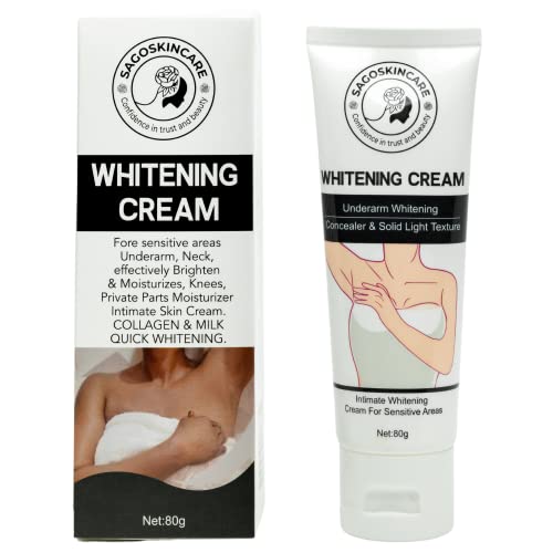 WHITENING CREAM for Sensitive Areas Underarm and Neck, Dark spot cream, effectively Brighten & Moisturizes Knees Private parts Moisturizer intimate Skin Cream, 1 Pack, 80gm
