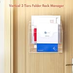 BEYGORM Porte dossier acrylique, 3 Tieres Clear Wall suspension Magazine rack, bureau Grand support de fichiers à niveaux verticaux pour bureau et maison, stockage de fichiers droit pour bureau