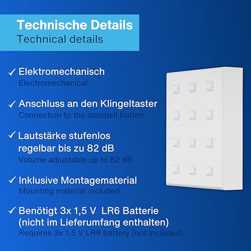 REV Türklingel - Türgong elektr. Gong, 25 Melodien, 8-12VAC/0,1A, bis 82dB, 12 V, weiß