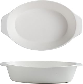 SHHMA Bakewware Potrawka Naczynia Kamienna Pieczenie PAN Prostokątny Piekarz do Cake Desery Lasagna, Łatwe do czyszczenia,White