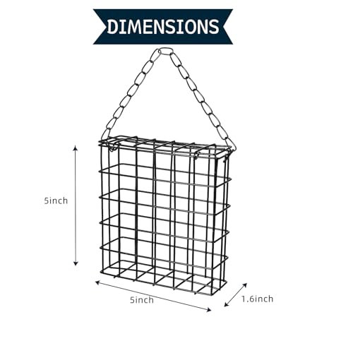 SUQ I OME Outdoor Wild Bird Feeder, Black Small Hanging with Metal, Single Suet Cake Style for Outside Office (Square) - Image 4
