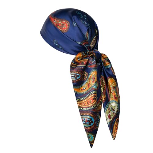Image of 35 inch Men's Silk Cowboy Scarf - Oversized Western Bandana Neckwear, Large Square Scarf with Gift Packaging