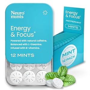 NeuroGum Energy Caffeine Mints (144 Pieces) – Sugar Free with L-theanine + Natural Caffeine + Vitamin B12 & B6 – Nootropic Energy & Focus Supplement for Women & Men – Keto & Vegan, Peppermint Flavor