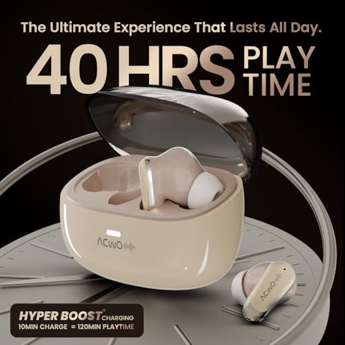 Image of ACwO DwOTS 757 Bass Boom X Drivers | ANC 32dB | AI-ENC 4-Mic | 3 EQ Modes | 40ms Low Latency | 40H Playtime | Quick Boost 10min=120min | Auto Connect | BT v5.4 | IPX5 Resistant (Moonlight Cream)