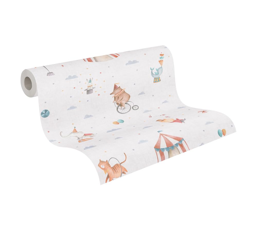 A.S. Création Lilly & Luis Non-Woven Wallpaper Circus Theme in Multicolour - 10,05 x 0,53 m Wallpaper for Kids - 771481