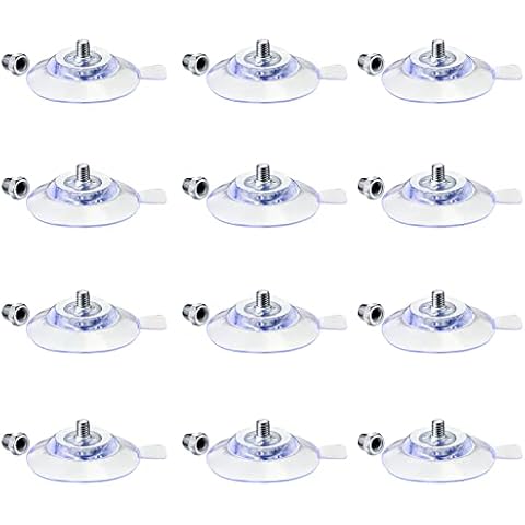 Quzzil 12 Pieces Suction Cup 40 mm/1.57'' PVC Clear Blue Sucker Pads with Screw Nut Extra Strong Adhesive Suction Holder Plastic Glass Suction Pads for Window Bathroom Wall Car Shade Cover