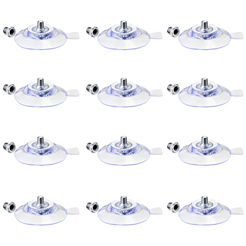 Quzzil Suction Cup with Screw Threaded Suction Cup Suction Cup with Cap PVC Table Screw Suction Cups Diameter 4 cm/ 1.57 Inch Clear Blue (12)