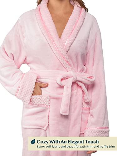 PAVILIA Soft Plush Women Fleece Robe, Cozy Warm Bathrobe, Fuzzy Female Long Spa Robe2