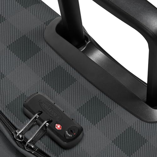 Image of EASTPAK Tranverz L - 121L Large Soft Sided Checked Luggage, Dual Compartments, TSA Lock, Compression Straps & Smooth Inline Wheels, Checker Dark Grey
