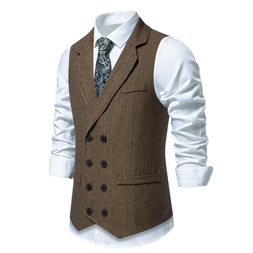 Mens Formal Vest Wedding Party Business Work Double Breasted Vests Regualr Fit Wedding Waistcoats For Suits Tuxedo