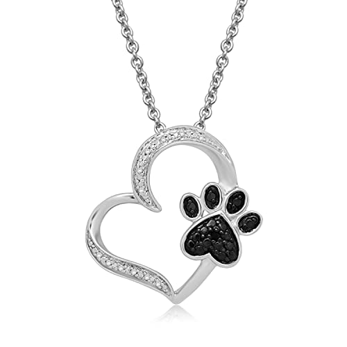 Jewelili Womens Heart With Dog Paw In Sterling Silver Necklace 18 Inch Cable Chain #TOP16