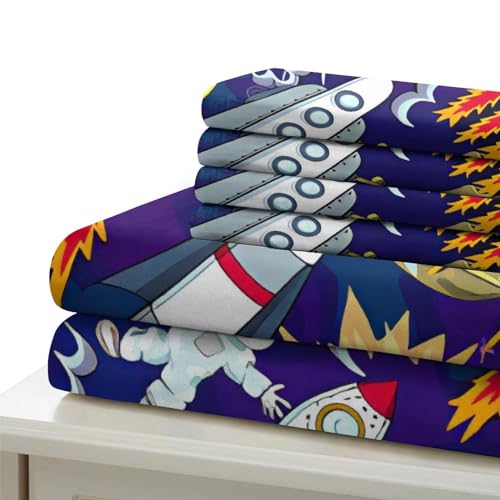 Parure de lit fusée spatiale 200x200 cm avec housse de couette 3D et taies