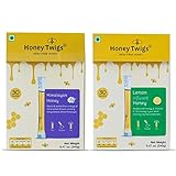 Honey Twigs - Pure Honey Sticks Pack | Pure Himalayan & Lemon Flavoured Combo - 60 Count (30 straws each) | 100% Natural, On the Go, Mess-Free