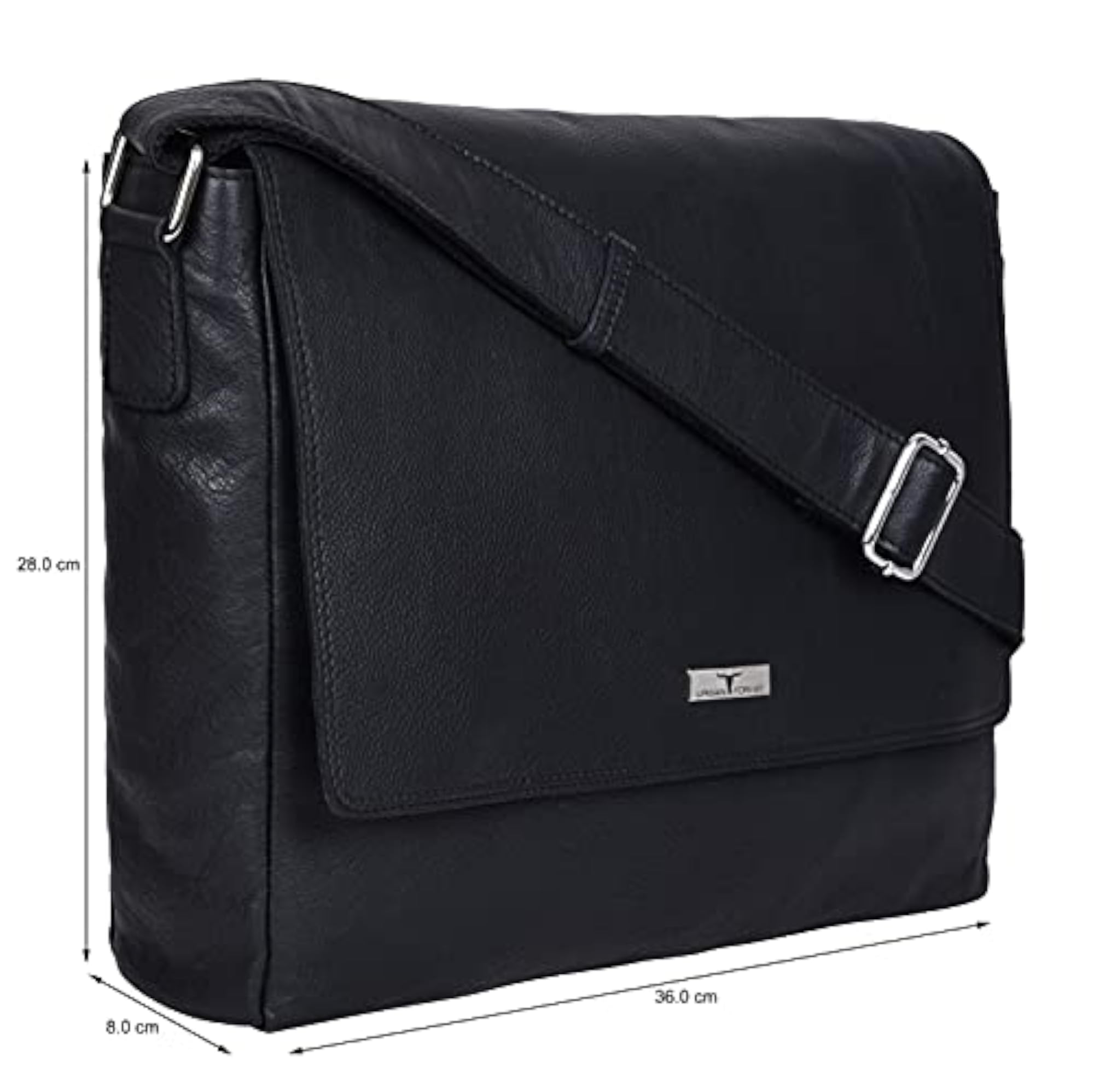 Brent Black Leather Messenger Bag for Men, Classic Design
