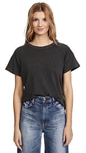 THE GREAT. Women's The Boxy Crew Tee, Washed Black, 3