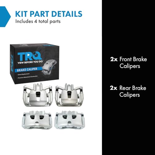 Image of TRQ Front and Rear Brake Caliper Set Zinc Coated Brackets Hardware Compatible with 2012-2018 Ford F 150