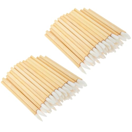 ZHIYE Lip Brushes, 100Pcs Lip Brushes with Wooden Handle Make Up Brush Lipstick Lip Gloss Wands Applicator Tool Makeup Beauty Tool Kits