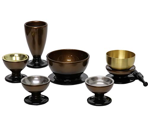 家具調仏具5点セット「このはな 大サイズ」五具足+おりんセット コハクボカシ 大