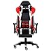 NOKAXUS - Silla de Oficina para Videojuegos tamaño Grande Respaldo Alto Asiento de Carreras con masajeador Soporte Lumbar y reposapiés retráctil Ajuste de 90-180 Grados del Respaldo (Yk-6009-red)
