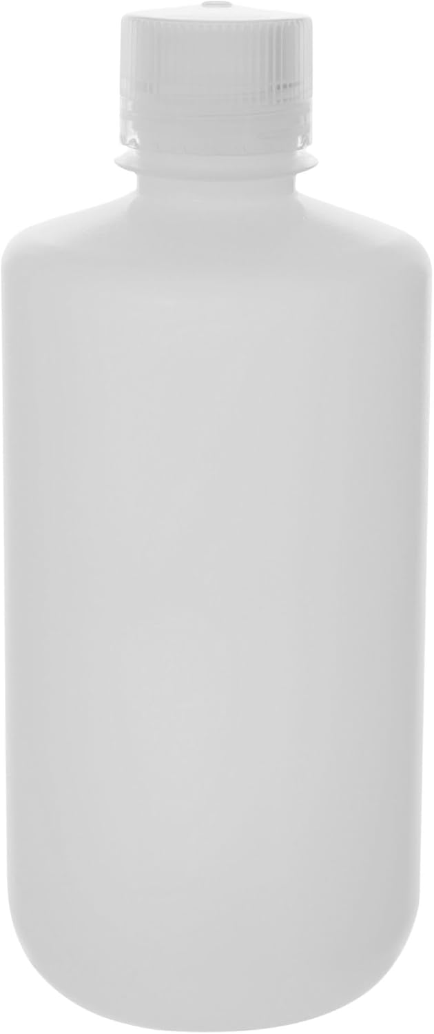 EISCO - Pack of 12, 1L Narrow Mouth HDPE Translucent Reagent Bottles with Polypropylene Caps, Non-Sterile, Leak-Proof, Chemical Resistant, -100 to 120°C, Laboratory Storage and Transport