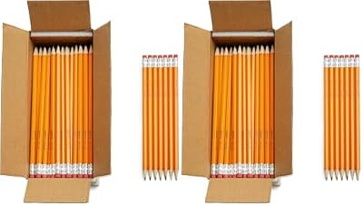 Amazon Basics Wood-Cased #2 Pencils for Writing, Drawing and Sketching, Pre-sharpened, HB Soft Lead with Erasers, Teacher Supplies, 150 Count, Yellow (Pack of 2)