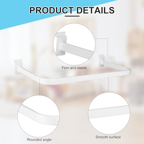 Shimeyao 2 Pcs U Shaped Handrail for Slatwall 24 Inch Oval Tubing Handrail Metal Slat Wall Accessory for Retail Displays Bracket Clothing Rack Home Use (White)