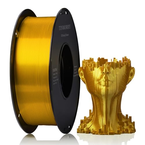 Image of PLA Filament 1.75mm, TINMORRY 3D Printer Filament, 1kg (2.2lbs), Compatible with Bambu FDM 3D Printer, Silk Gold