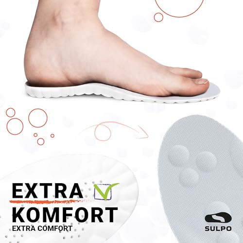 SULPO SPORT Ortopedski vložki idealni za šport in vsakdanje življenje - zračni, mehki, blažilni vložki za moške in ženske - vložki za delovne čevlje (sivi, XXL (45-46 EU))