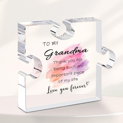 Grandma Gifts from Grandchildren, Grandma's Plaque 4x4" Mothers Day Christmas Gifts Best Grandma Gift Grandmother Presents Grandparents Acrylic Plaques