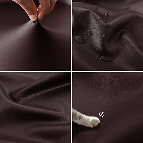 Vctops Waterproof Faux Pu Leather Armrest Covers Vintage Stretch Arm Covers For Chairs Couch Sofa Armchair Slipcovers For Recliner Sofa 2Pcs, Dark Coffee #TOP4