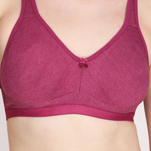 Image of Women Non Padded Bra - Made of Pure Cotton Full Coverage Non Wired Seamless Pushup Soft Cup for T-Shirt Saree Dress Sports Garment for Daily Use Everyday